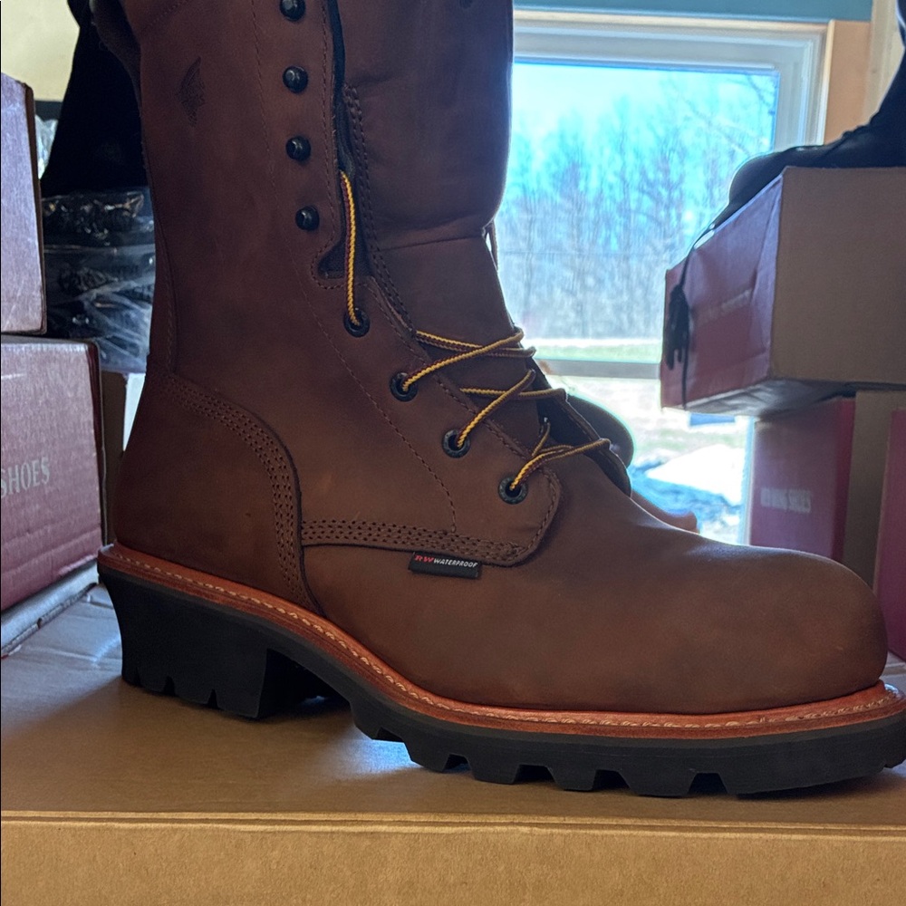 Red Wing Shoes Brown Lace-Up Work Boot with Lug Sole